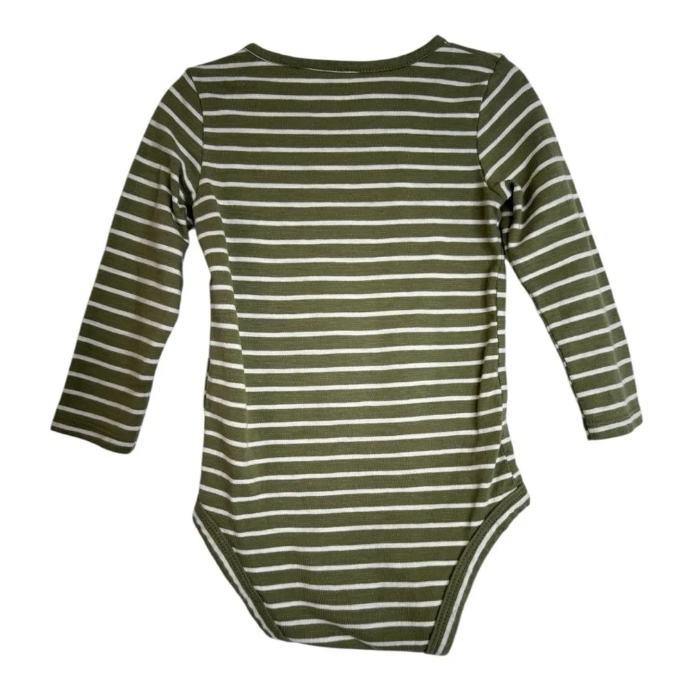 Carter's Olive Green Striped Baby Long-Sleeve Bodysuit